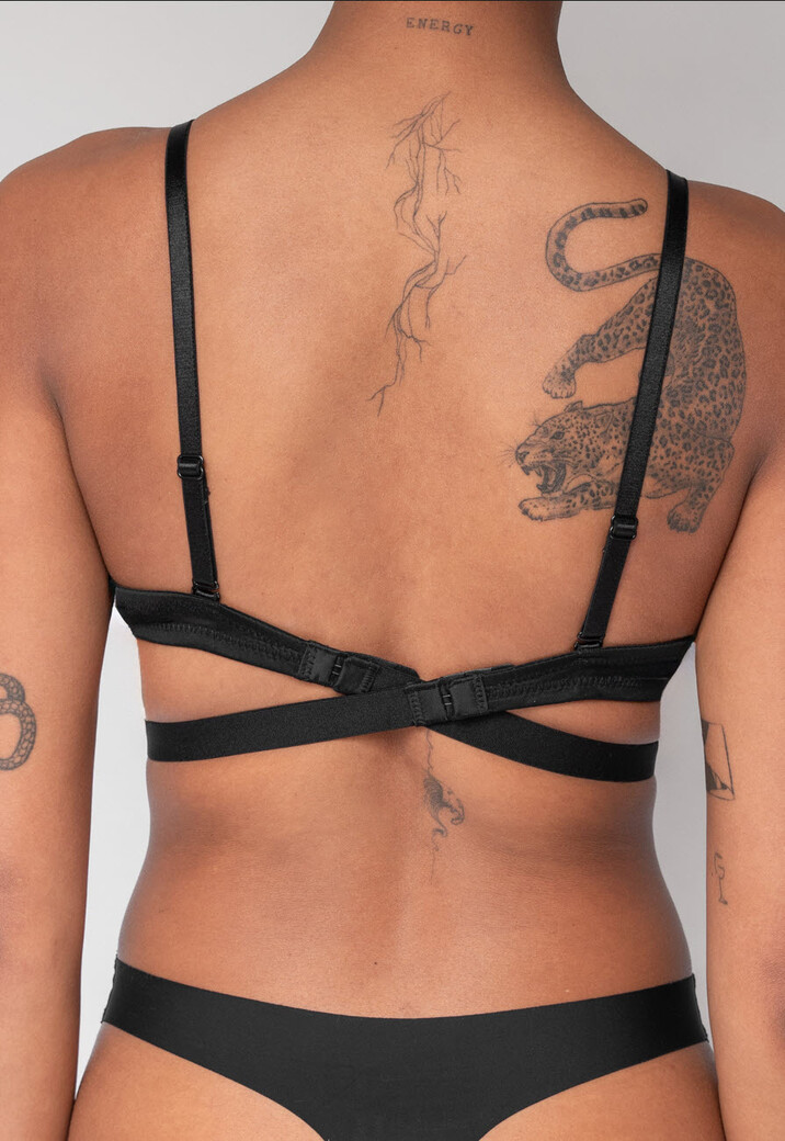 Zwarte Push Up BH met Lage Uitsnede en Beugels