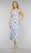 Blauwe Paisley Print Midi Jurk