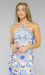 Blauwe Paisley Print Midi Jurk