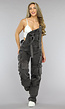 Grijze Wide Leg Cargo Tuinbroek