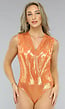 Oranje Shiny Bodysuit met Overslag