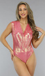 Roze Overslag Bodysuit met Shimmer