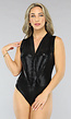 Zwarte Overslag Bodysuit met Shimmer