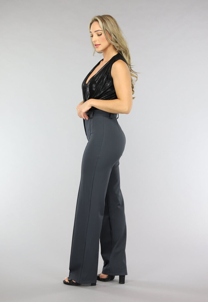 Zwarte Overslag Bodysuit met Shimmer
