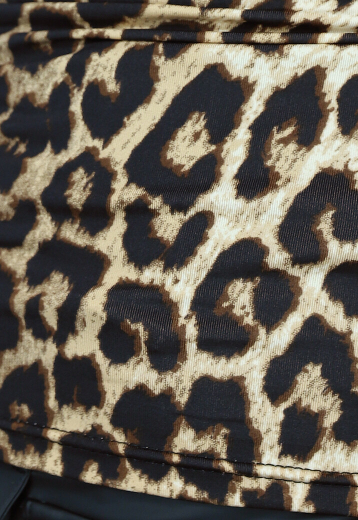 Stretch Top met Brede Schouderbanden in Leopard