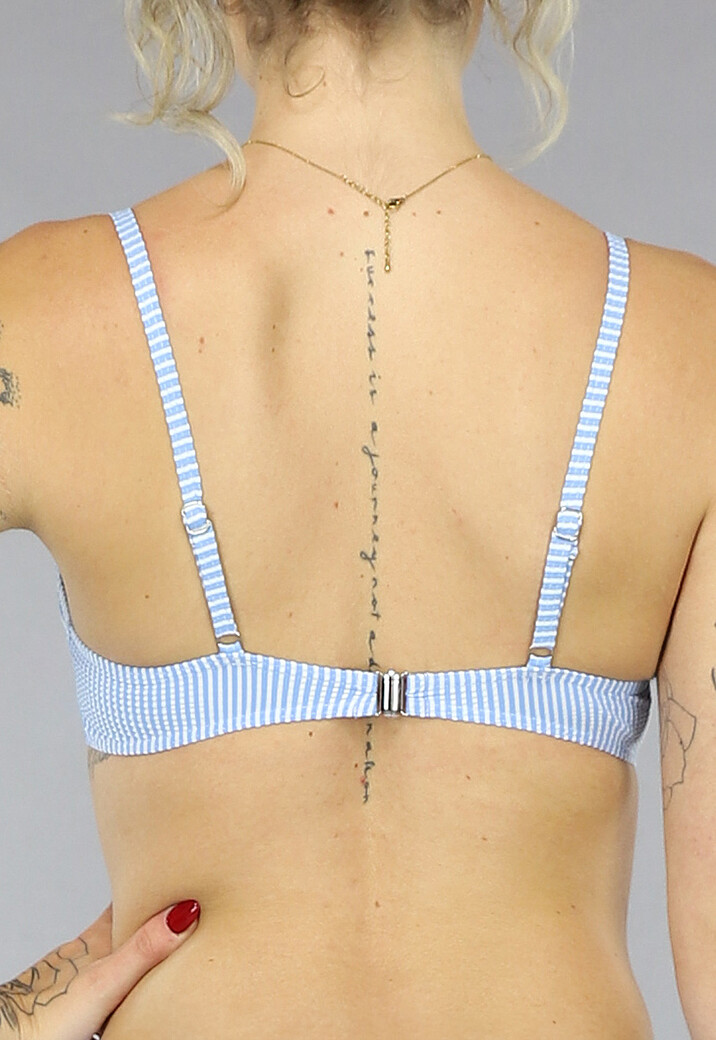 Blauwe Gestreepte Padded Beugel Bikini Top met Twist