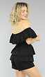 Zwarte Off Shoulder Ruffle Playsuit