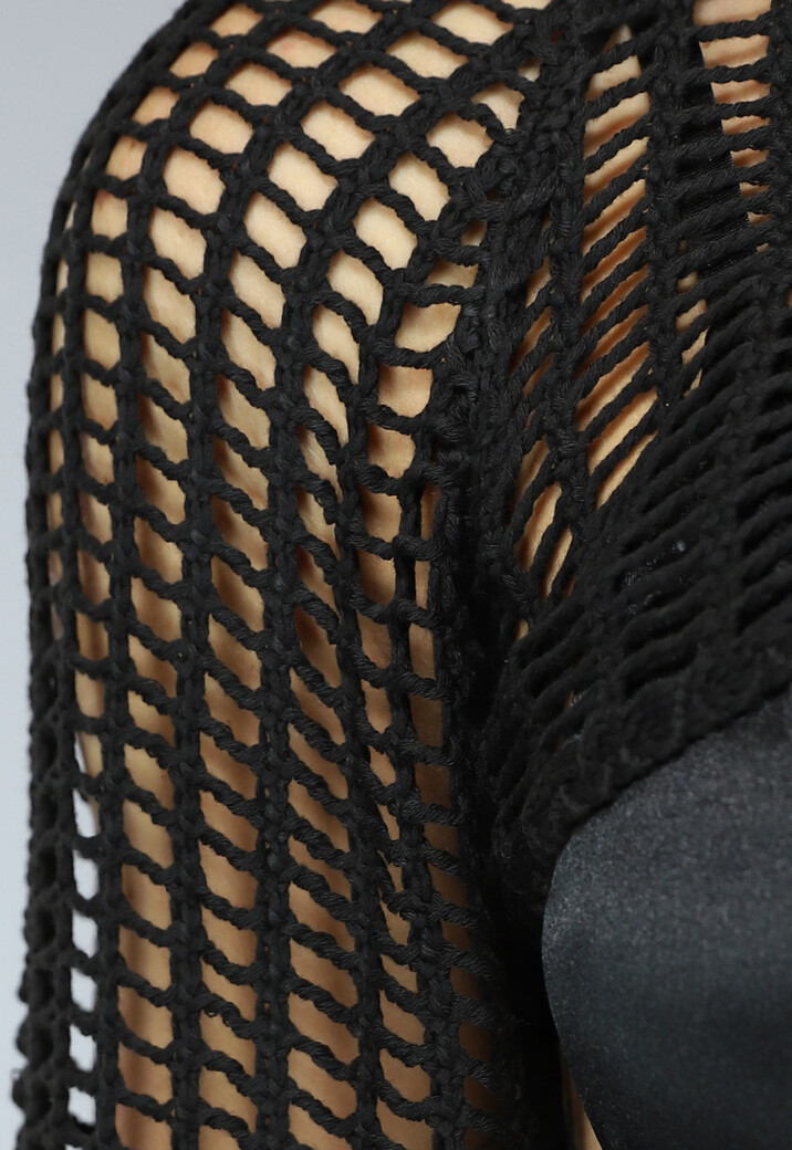 Zwarte Gehaakte Bolero met Cutout