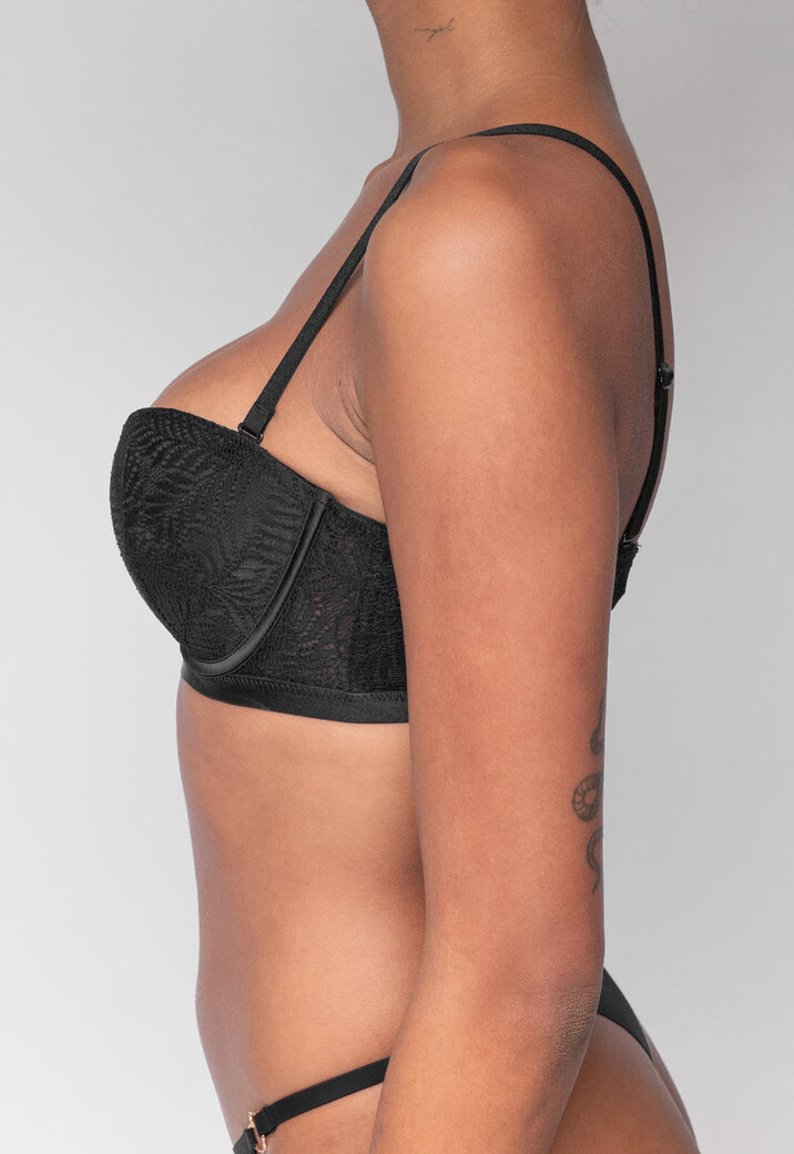 Zwarte Kanten Push-Up Beugel BH met Afneembare Bandjes