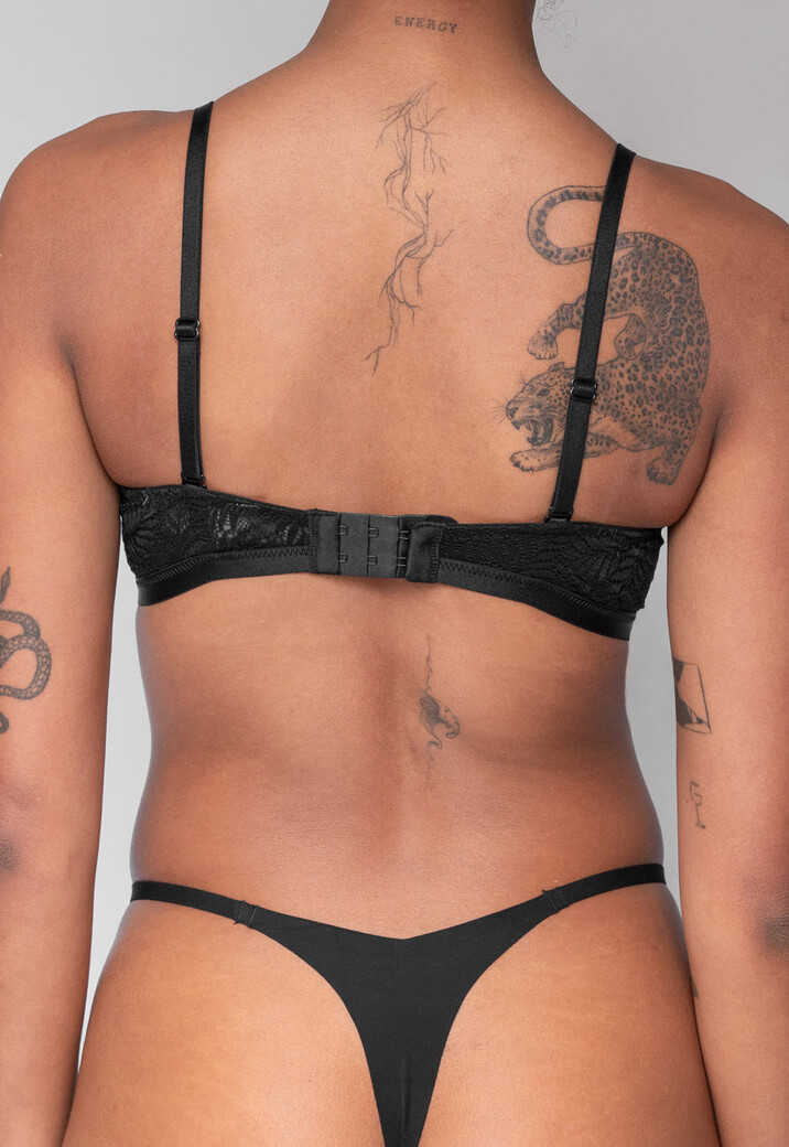 Zwarte Kanten Push-Up Beugel BH met Afneembare Bandjes