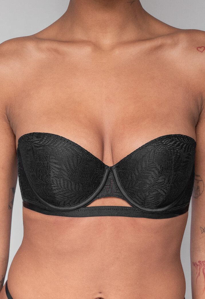 Zwarte Kanten Push-Up Beugel BH met Afneembare Bandjes