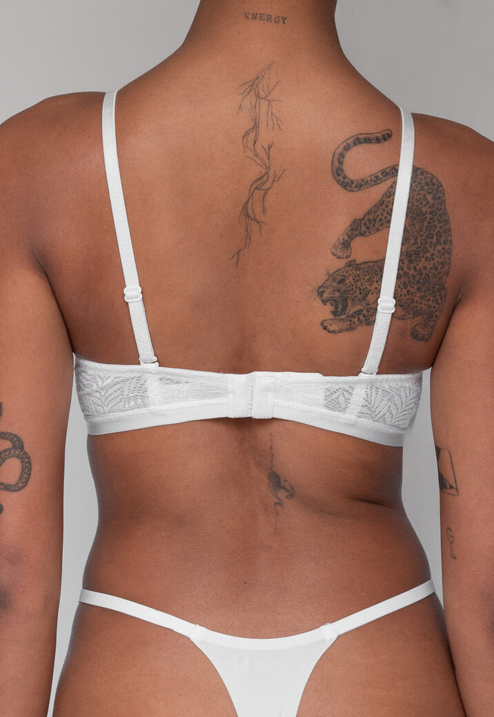 Witte Kanten Push-Up BH met Beugel en Afneembare Bandjes