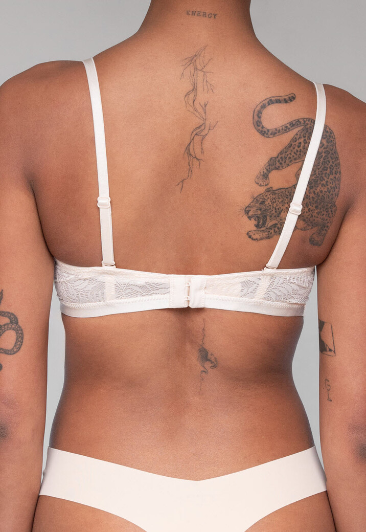 Beige Kanten Push-Up Beugel BH met Afneembare Bandjes