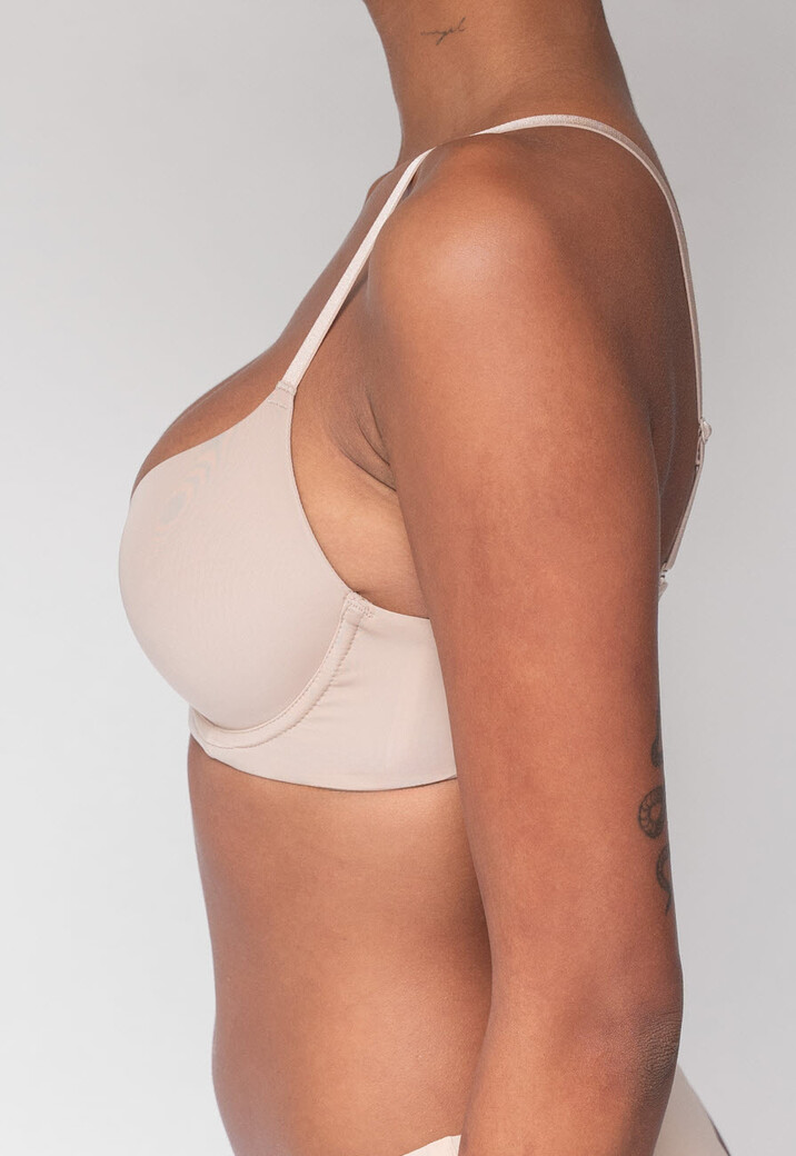 Beige T-Shirt BH met Kruisbare Bandjes