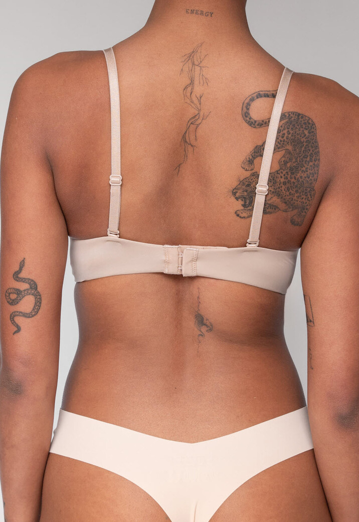 Beige T-Shirt BH met Kruisbare Bandjes