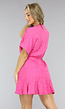 Fuchsia Overslag Zomerjurk met Elastische Taille