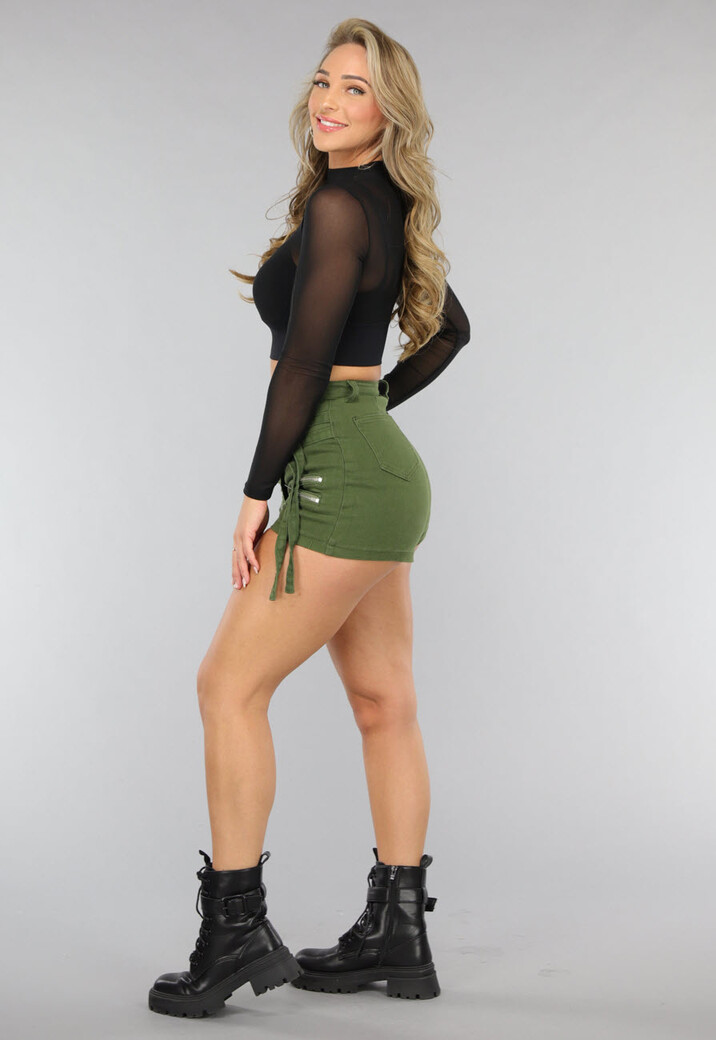 Zwarte Sportieve Mesh Top met Ingewerkte Pads