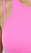 Lichtroze Rib Sporttop met Bandjes en Ingewerkte Pads