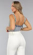 Denim Bustier Top met Strass en Verstelbare Bandjes