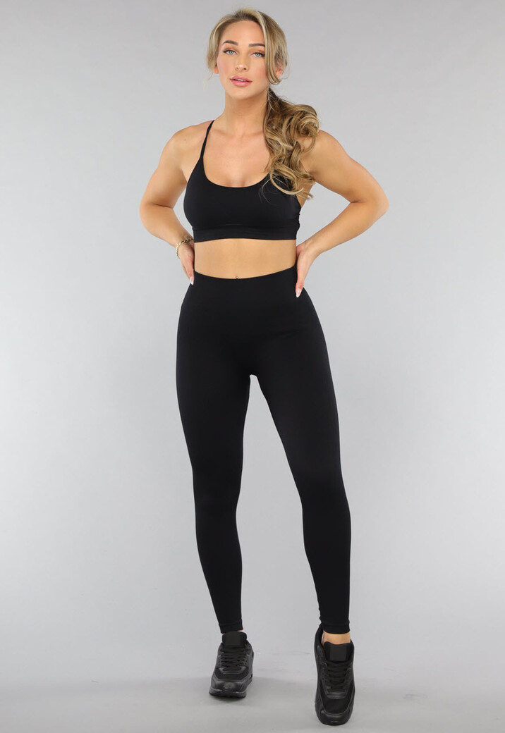 Zwarte High Waist Rib Sportlegging