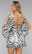 Zebra Print Chiffon Jurk met Open Mouwen