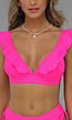 Neon Roze Ruffle Bikini Top met Uitneembare Pads