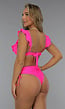 Neon Roze Ruffle Bikini Top met Uitneembare Pads