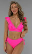 Neon Roze Ruffle Bikini Top met Uitneembare Pads