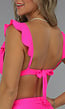 Neon Roze Ruffle Bikini Top met Uitneembare Pads