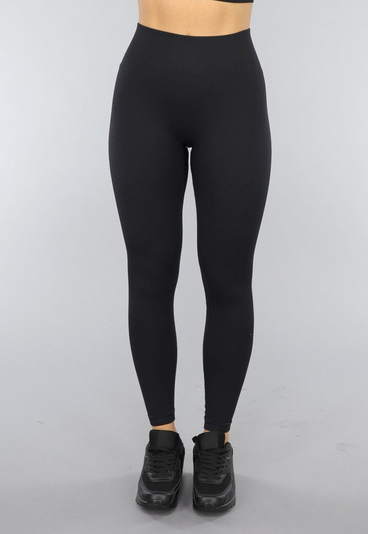Zwarte High Waist Rib Sportlegging