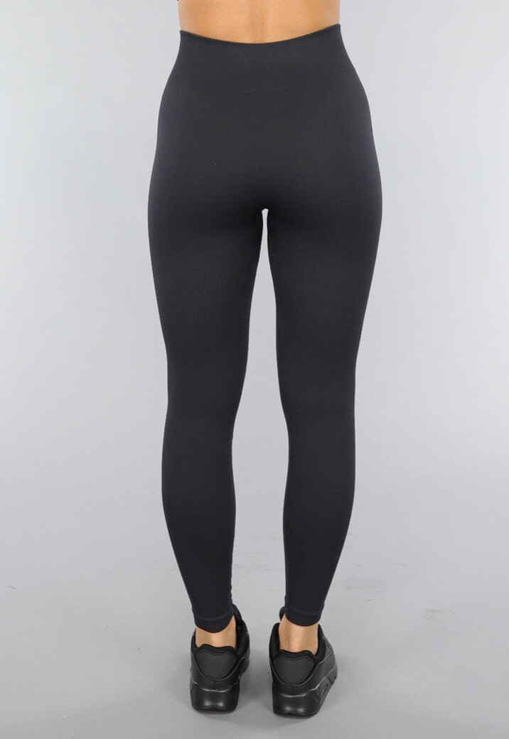 Zwarte High Waist Rib Sportlegging