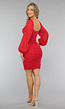 Mesh Glitter Jurk in Rood met Pofmouwen