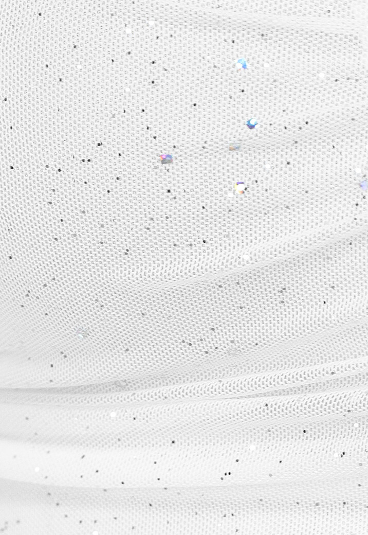 Wit Glitter Jurkje met Chiffon Mouwen