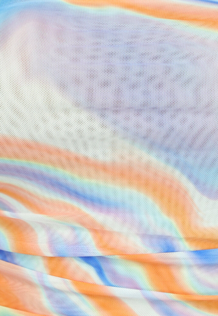 Paars met Oranje Strapless Mesh Bodysuit