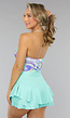 Swirl Strapless Bodysuit in Paars en Turquoise