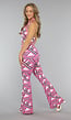 Fuchsia Streepjes Print Flare Broek met Stretch