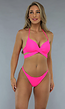 Neon Roze Push Up Wikkel Bikini Top