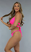 Neon Roze Push Up Wikkel Bikini Top