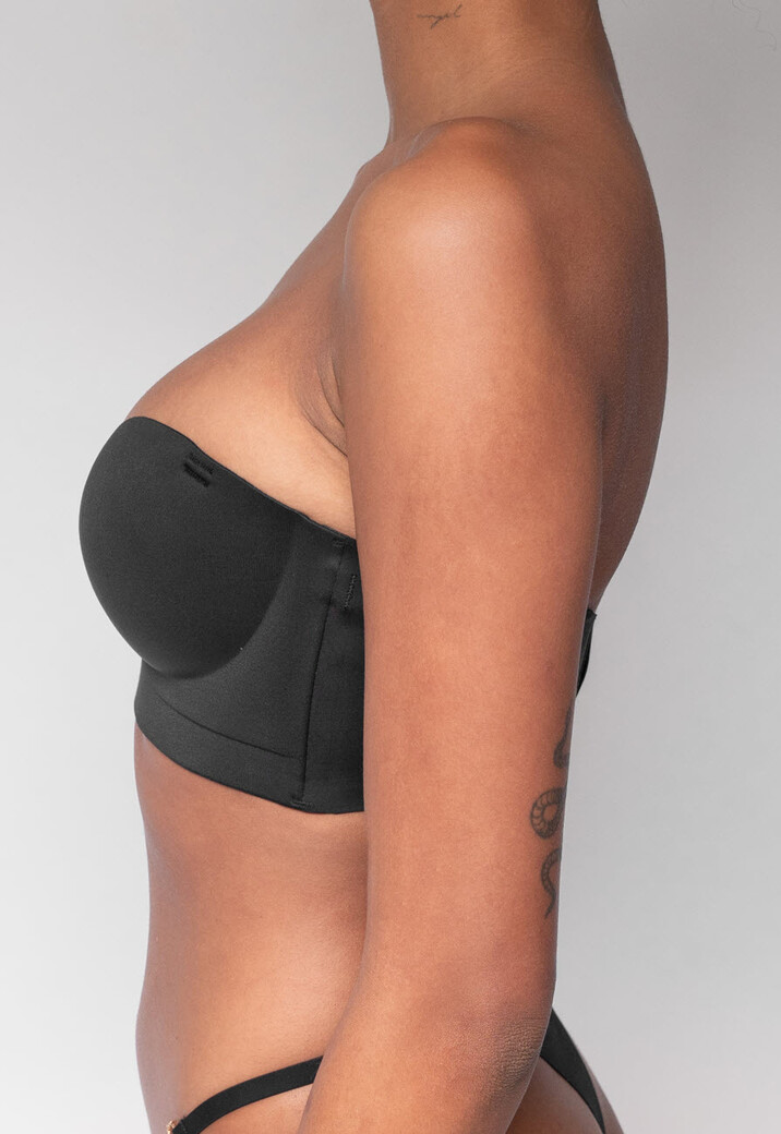 Zwarte Naadloze Push Up Bh met Afneembare bandjes