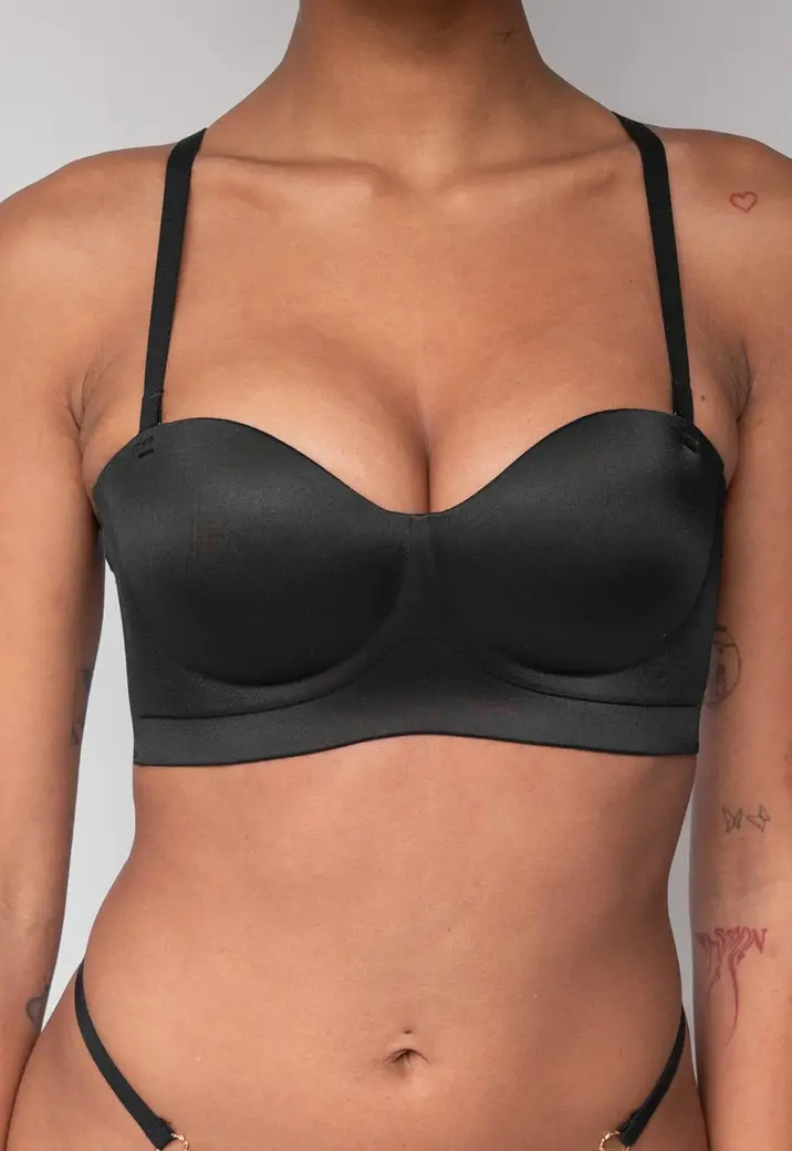 Zwarte Naadloze Push Up Bh met Afneembare bandjes