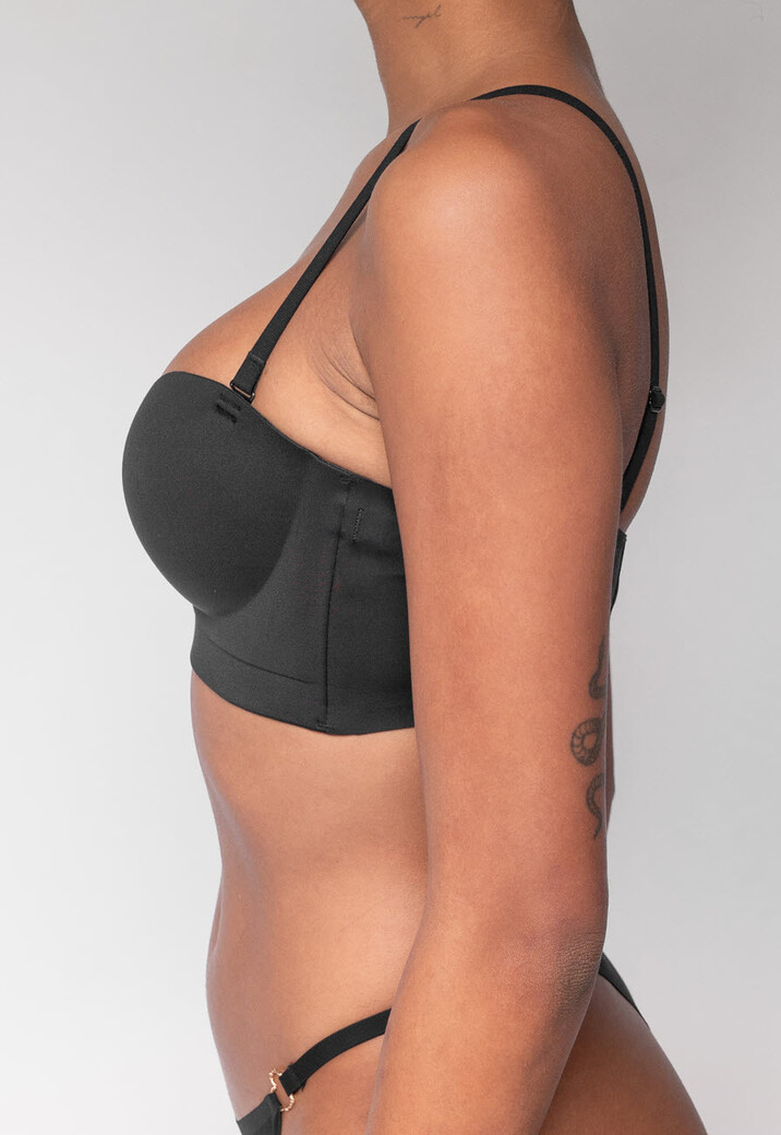 Zwarte Naadloze Push Up Bh met Afneembare bandjes
