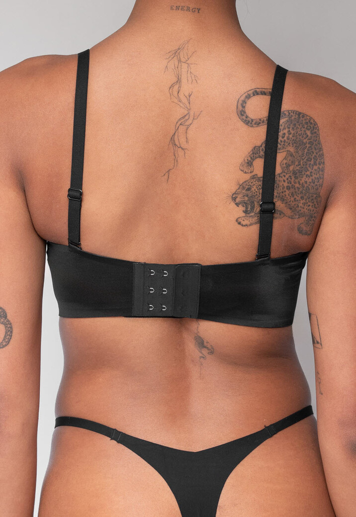 Zwarte Naadloze Push Up Bh met Afneembare bandjes