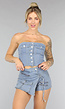 Lichtblauwe Denim Strapless Co Ord Set