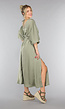 Lange Jurk met Ceintuur in Olijfgroen