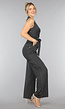 Wide Leg Stippen Jumpsuit met Stretch