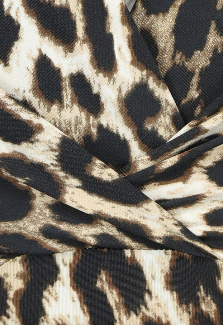 Aansluitende Stretch Panterprint Jumpsuit met Ceintuur