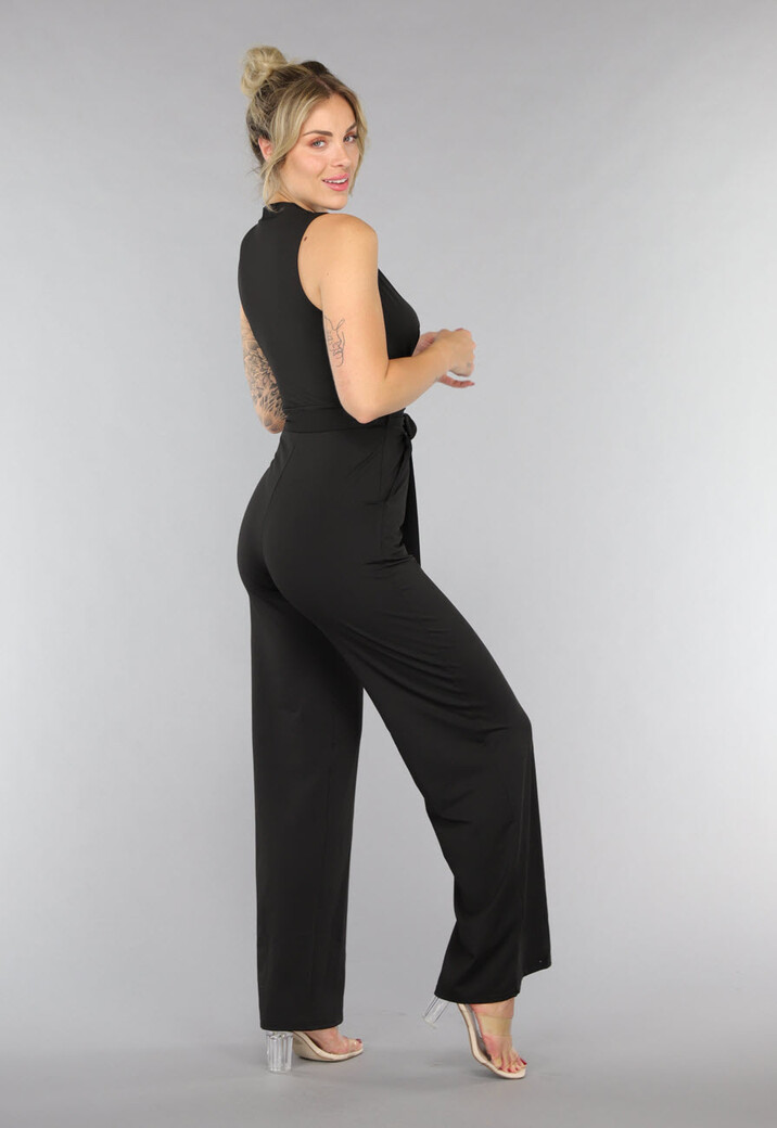 Zwarte Stretchy Jumpsuit met Ceintuur
