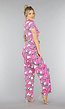 Fuchsia Elastische Wide Leg Jumpsuit met Streepjes