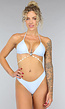 Lichtblauw Padded Triangel Bikinitopje met Schelpjes