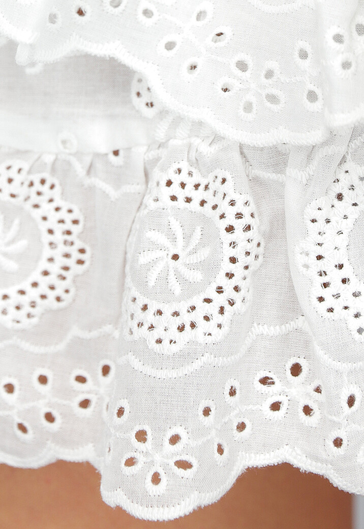 Wit Broderie Rokje met Ruches